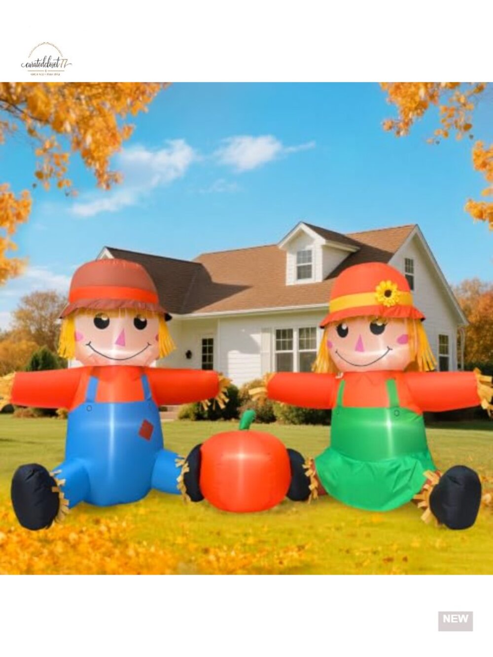 6FT Fall Thanksgiving Inflatable Decorations LED Scarecrow Outdoor Yard
